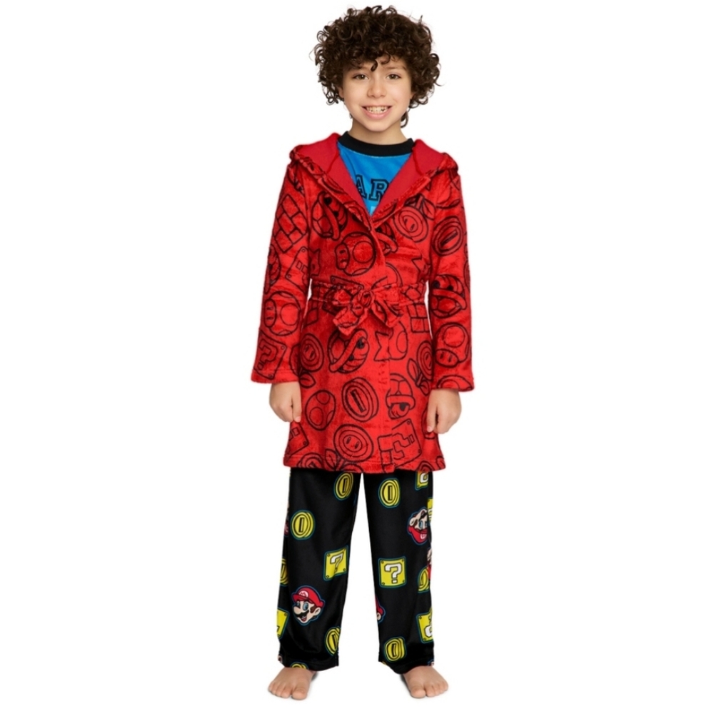 Super Mario by Nintendo Fleece Pajamas Set (Top, Pant and Robe) - Picture 3 of 6